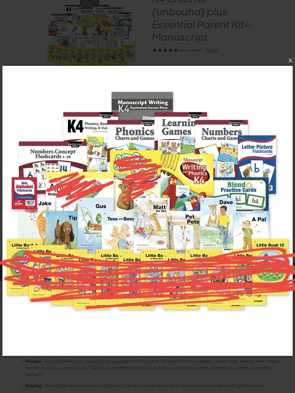 Abeka K4 Manuscript Child & Parent Curriculum Set
